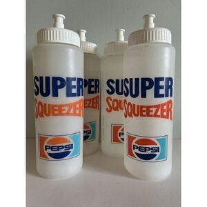 Vintage Pepsi Super Squeezer Plastic Sports Water‎ Bottle Lot Of 4 NOS